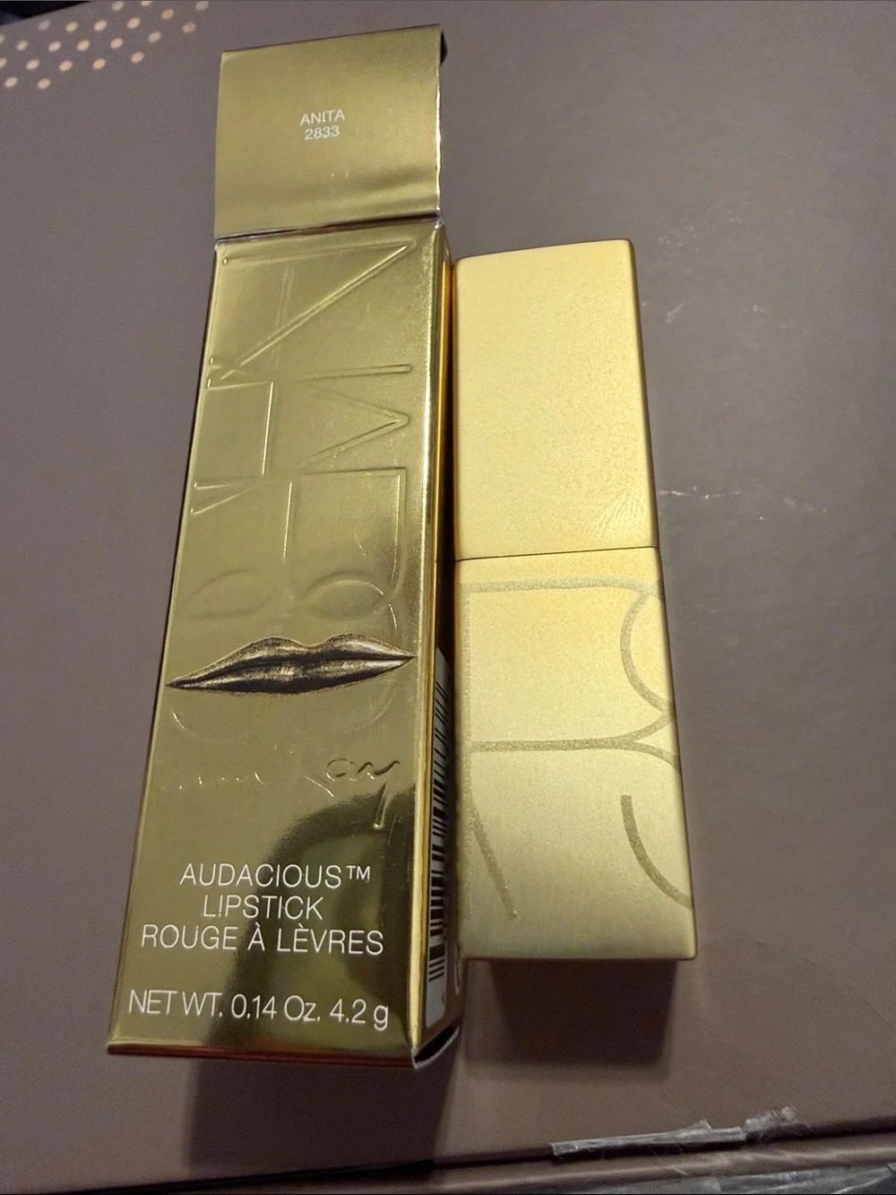 NARS Audacious Lipstick in Metallic Gold Case